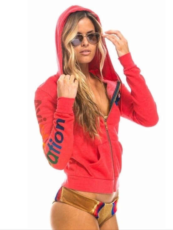 Aviator Nation Tops - Aviator Nation Hoodie Women's Medium Full Zip Sleeve Spell Out